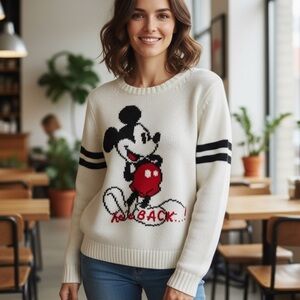 NWT PRINCESS GOES HOLLYWOOD (4) Mickey Mouse Sweater Disney Cotton Blend *FLAW